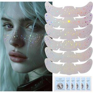 Glitter Freckles Face Tattoos – 6 Sheets with 6 Makeup Remover Wipes Festivals